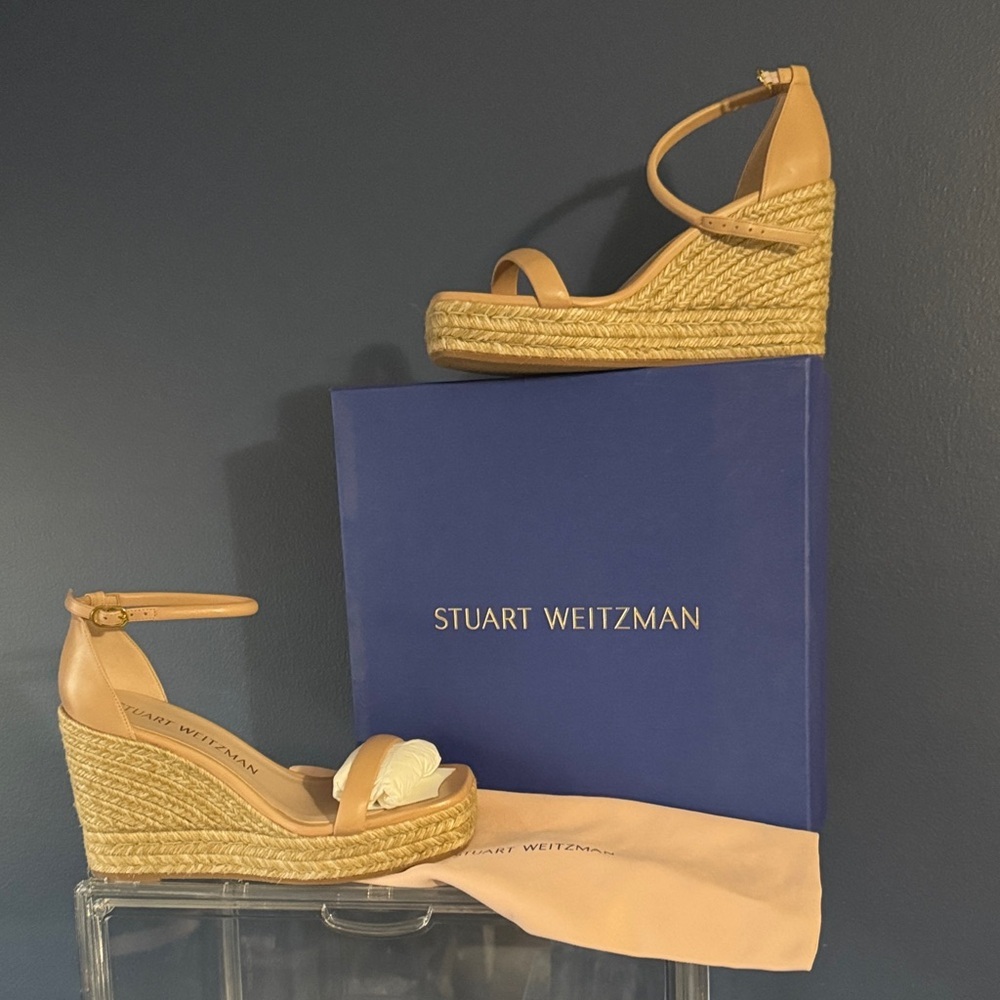 Stuart Weitzman Beige Espadrille Wedges
